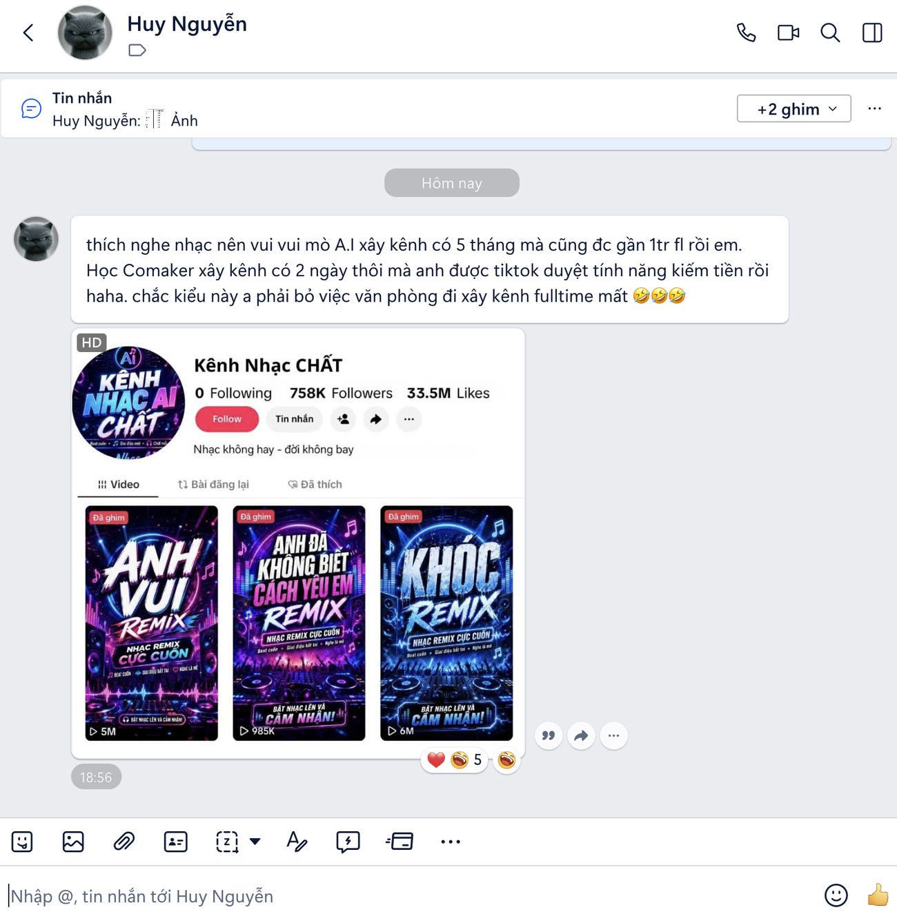 Học viên khoe kênh gần 1 triệu follow sau 5 tháng — học CoMaker 2 ngày đã được duyệt kiếm tiền